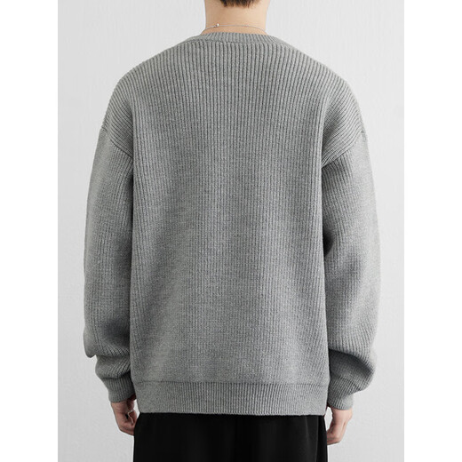 Apocalypse Century Henry Collar Fashion Simple High-end Knitted Sweater Men's Lazy Style Boys Sweater 2025 Autumn and Winter Trend 2555 Light Gray M Recommended 100-120Jin Jin equals 0.5 kg
