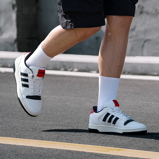 阿迪达斯（adidas）男鞋 25夏季新款运动鞋复古时尚撞色休闲鞋透气缓震防滑中帮板鞋 KK1283/白/黑/红/撞色小白鞋 44  码