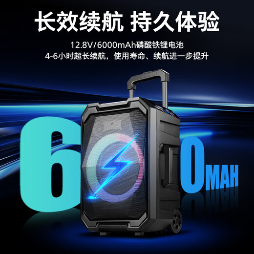 Philips (PHILIPS) SD617 8-inch square dance audio outdoor stage high-power mobile portable trolley speaker wireless Bluetooth high-volume karaoke amplification with dual microphones