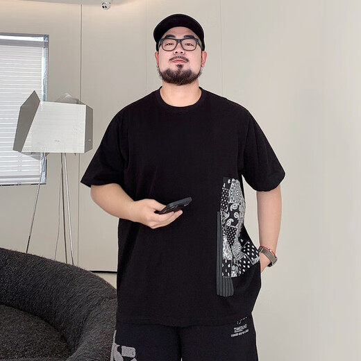 Timmerch Fat Man Big Size 300 Jin [Jin entspricht 0,5 kg] Männer mit kurzer Ärmeln Fat Man T-Shirt American Casual T-Shirt Sommer Ins Lose plus Fett plus größerer Runde A6623-White 2xl (empfohlen 140-160 Jin [Jin gleich 0,5 kg]))