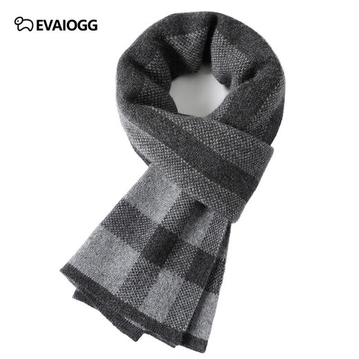 EVAIOGG high-end 100% cashmere scarf men's winter thickened warm plaid scarf birthday gift for boyfriend and husband Mituo 30*180CM