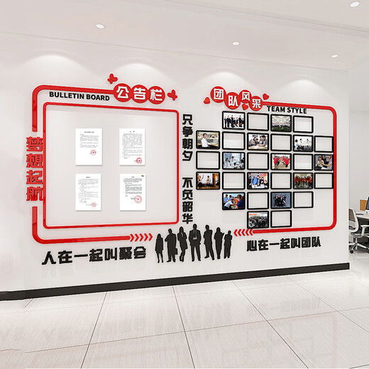 Chengliu Firmen-Pinnwand, Team-Stil, Display, Fotowand, Mitarbeitermotivation, Unternehmenskultur, Wand, Büro, Wanddekoration, 3879-a, Acryl, groß