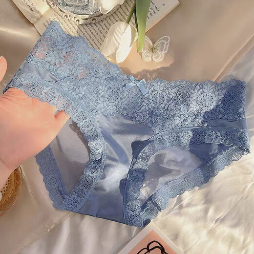 法式缎面内裤女性感蕾丝花边夏季薄款舒适透气无痕少女低腰三角裤 肤色*6195* 1条 均码 (165) （70-130斤）