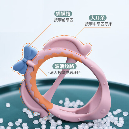 LNGA LANDGRE baby three-dimensional teether baby anti-eating hand bite bite music silicone teething stick creative food grade elephant three-dimensional model pink