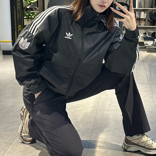 Adidas Clover Coat Men and Women Summer Standing Collar Cardigan Woven Windproof Casual Clothes Men's Top Sports Jacket JL8396/ S