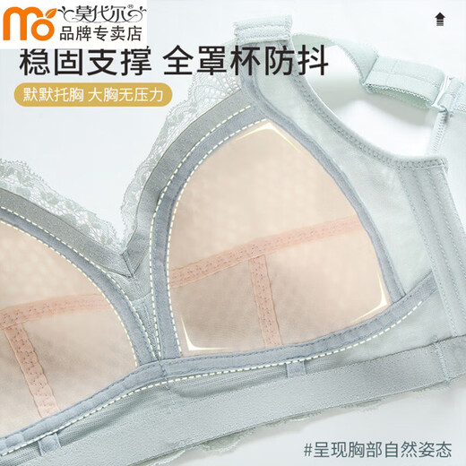 莫代尔大胸显小内衣女无钢圈聚拢女收副乳薄款大码全罩杯蕾丝美背文胸 2663 深紫色 75B 34CD