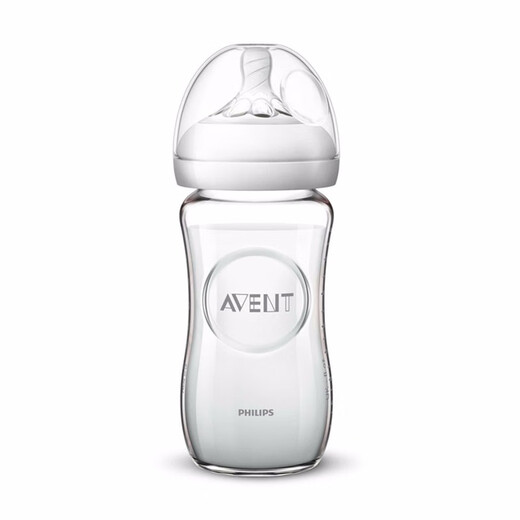 新安怡（AVENT）婴儿宝宝宽口径自然原生玻璃奶瓶8安士240ml SCF673 SCF674 进口 SCF674橙黄色海马240ml