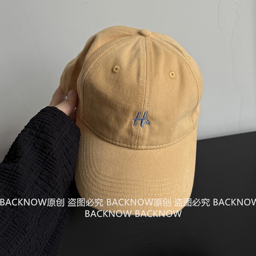 Purple H baseball cap letter girls fashion large head circumference wide brim peaked cap Korean style casual hat for men raspberry pink regular size (54-59cm)