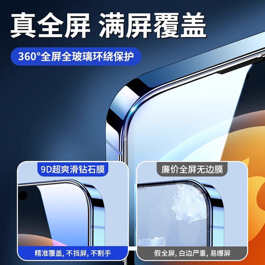Suitable for Apple 16ProMax privacy tempered film Corning mobile phone film dust removal net earpiece dust-proof streak-proof blue light full screen high-definition anti-fall protective film ultra-clear 2-piece set with Corning explosion-proof film * earpiece dustproof Apple 16ProMax