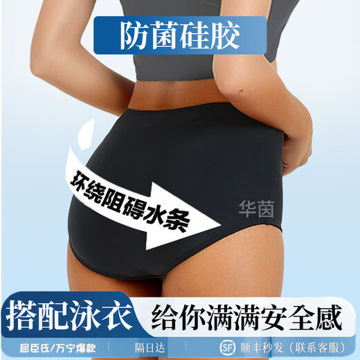 Jingyouyu Mädchen-Schwimm-Anti-Infektions-Unterwäsche, wasserdicht, für Herren und Damen, private Teile, vorbeugendes Artefakt, privater Patch, Silikon-Schwimmbad, Spa, Silikon-Schwimmhose – Schwarz