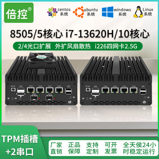 Timesron 4-port 2.5G4 Gigabit optical port 12th generation 8505/i3-1215U/i5/i7-13620H industrial computer soft routing WIFI6 mini linux host computer ros H14 chassis 8505 quad network 2.5G barebone system