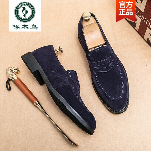 Posador de carpintería de mocasines oficiales de pistola de carpintería 2025 zapatos de pieles de cuero suave de cuero suave real británico para hombres para hombres que aumentan la altura interna 9215 Black Lace-Flagship Single 39