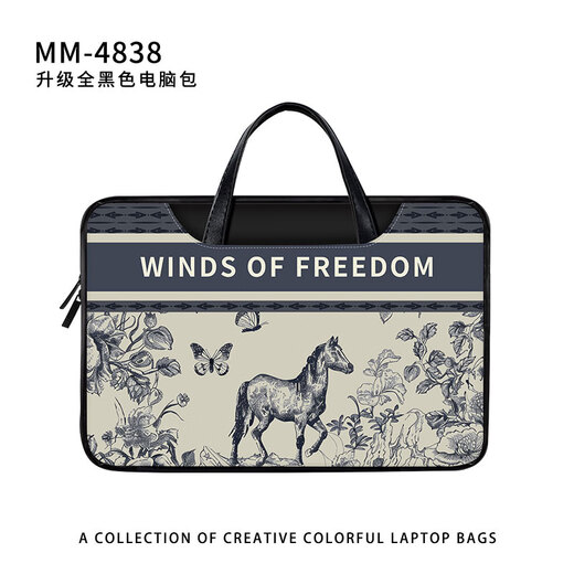 Luyide Einfacher schwarz-weißer Blumenlaptop Schwergewichts-Computertasche für Apple MacBook 15-Punkte 6 mm-4840 [All Black Computerbag] für Crossbody 11 Zoll