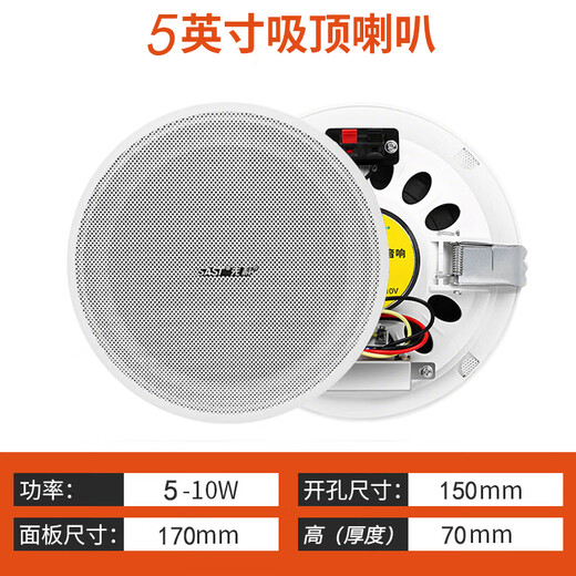 SAST 5-inch ceiling audio set embedded speaker public address system home ceiling commercial living room conference background constant voltage power amplifier combination speaker one for two