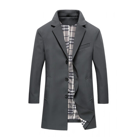 BOSS spring and autumn men's windbreaker 2025 new high-end mid-length casual suit jacket men's non-iron gray 3XL 190