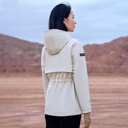 伯希和（Pelliot）PELLIOT 户外防风登山服徒步外套中长款收腰显瘦旅行休闲风衣软壳 黄卡其 S