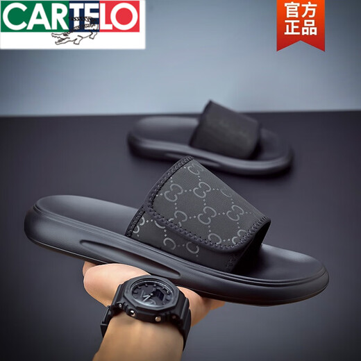 Cartelo Slippers Herren Sommer 2025 Neue modische und vollständige weiche Sohle Beachschuhe Herren-Wasserdichte und Geruchsabweisflip Flops Black 6189 38