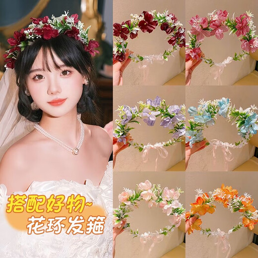 Muyu's new luminous garland children's adult princess dazzling headwear scenic holiday photo fairy glitter garland headband lilac purple garland headband one pack