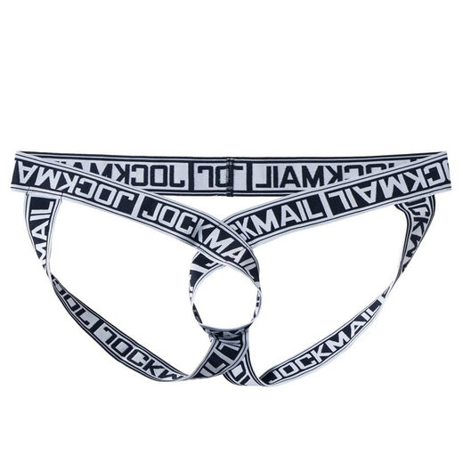 Men's nylon thread hollow ring hip-lifting double thongs with letters, trendy men's low-waist fashion elastic thongs, white letter belt, one size fits all