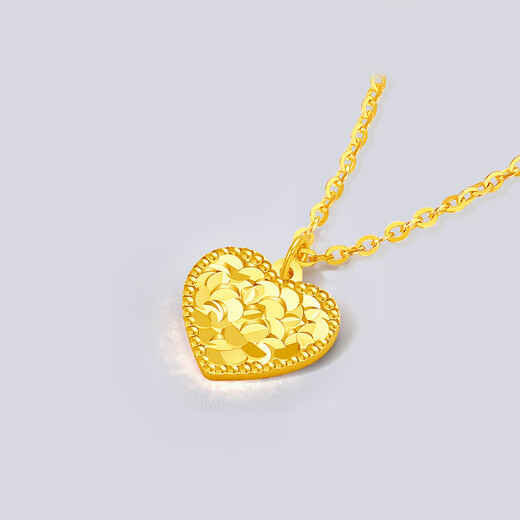 Saturday blessing yellow 18K gold necklace for women, heart-shaped car flower sparkling pendant as a holiday gift for girlfriend, necklace (40+5cm adjustable)