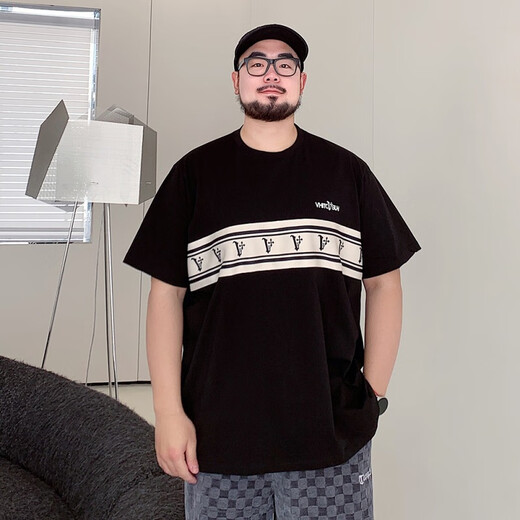 Timmerch Fat Man Big Size 300 Jin [Jin entspricht 0,5 kg] Männer mit kurzer Ärmeln Fat Man T-Shirt American Casual T-Shirt Sommer Ins Lose plus Fett plus größerer Runde A6623-White 2xl (empfohlen 140-160 Jin [Jin gleich 0,5 kg]))