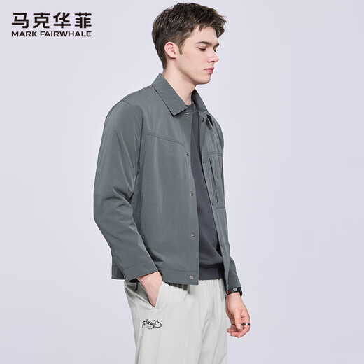 Mark Huafei Fine Check Texture Lapel Flight Jacket Men's 2025 Autumn New Trendy Brand Work Jacket 1548 Gray 015 L 175