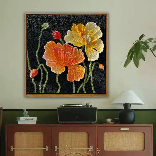 Shantoulin pueblo peony peony peony textura tridimensional Dibujo bricolaje Digital Pintura al óleo pintada a mano Acrílico Acrílico Quartz Material de arena de cuarzo Smile XH15916 60*60cmps Sin ensamblaje Marco externo negro Otra belleza de belleza