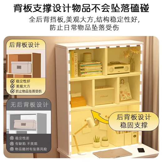 Zuodu small apartment desk study table simple desk bookcase bookshelf integrated home bedroom writing desk desktop computer table classic model wood color 80*50*180cm 15MM thickened table single desk