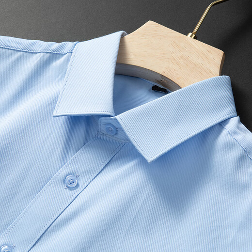 Woodpecker (TUCANO) shirt men's summer short-sleeved shirt business casual solid color versatile comfortable top men's light blue 3XL