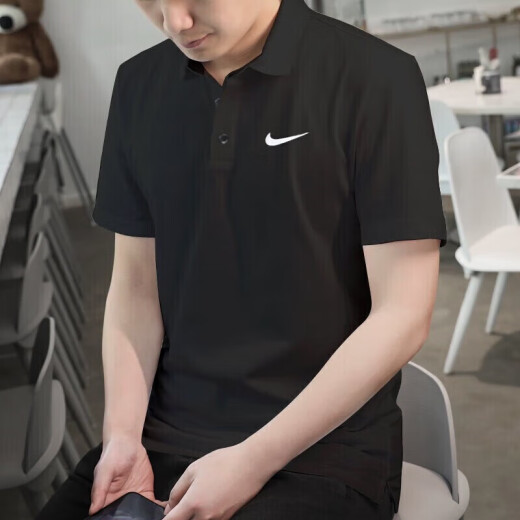 耐克（NIKE）2025夏季POLO衫速干翻领短袖男透气运动T恤休闲上衣 黑色FN3895-010 纯棉针织 正品 XL 150-180斤