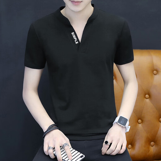 Septwolves popular high-quality V-neck men's pure cotton short-sleeved T-shirt men's slim casual versatile half-sleeved shirt tops bottoming shirt white Q691 short-sleeved M recommended 90-100Jin Jin equals 0.5 kg