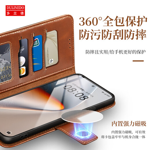 Dorande Honor GTPRO Leather Business Phone Case Honor GT Flip Carte Protective Case Lens Full-Pack Anti-Fall with Pliage Movie Viewing Stand Cuir Case Honor GT Pro Leather Red