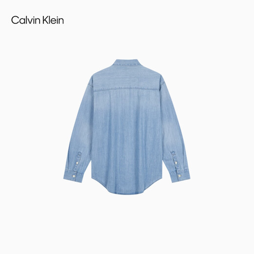 Calvin KleinJeans Spring and Autumn Women's American Trendy Retro Casual ck Light Blue Washed Cotton Loose Denim Shirt 346-denim light blue S