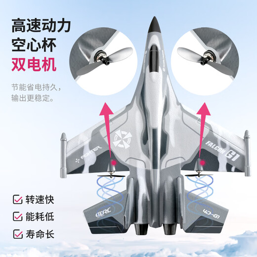 杰雅蒂遥控飞机滑翔固定翼小学生耐摔儿童玩具男孩航模无人机黑科技大型 1中大战斗机型【蓝色】带灯(滑翔 标配【一块电池】飞行约25-30分