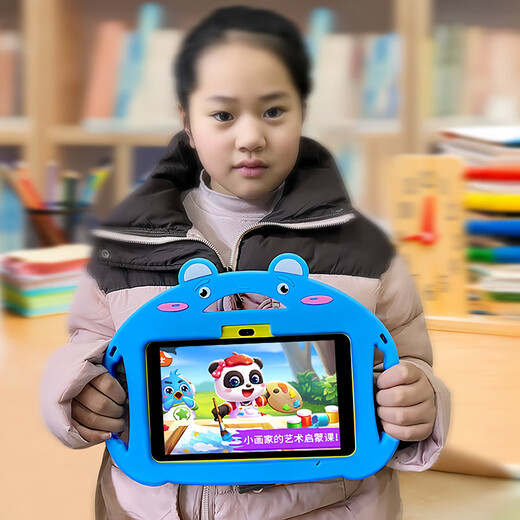 Kuaiyitong AI early education tablet educational children's learning machine preschool kindergarten Chinese mathematics English early education machine young-to-school connection point reading machine primary school curriculum synchronization anti-fall eye protection version orange with protective cover/tempered film 1-12 years old early education + all primary school age groups + APP download/64GB