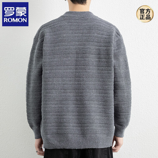 ROMON Henry collar sweater for men in autumn and winter, new thickened warm sweater for men, three-button inner base layer, dark gray M, about 95-115 Jin Jin equals 0.5 kg, can be worn