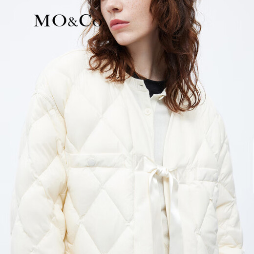 MO&Co. 90% duck down kimono style strappy diamond silhouette down jacket top for women