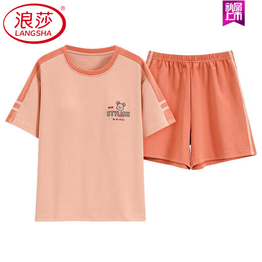 Langsha (Langsha) Coton Pure Coton Summer Pyjamas Femmes Pilover Pyjamas Summer Shorts à manches courtes confortables et décontractées Ensemble de vêtements de maison Z9855 [Picture principale] L [suggéré 100-120 Jin [Jin est égal à 0,5 kg] à porter]