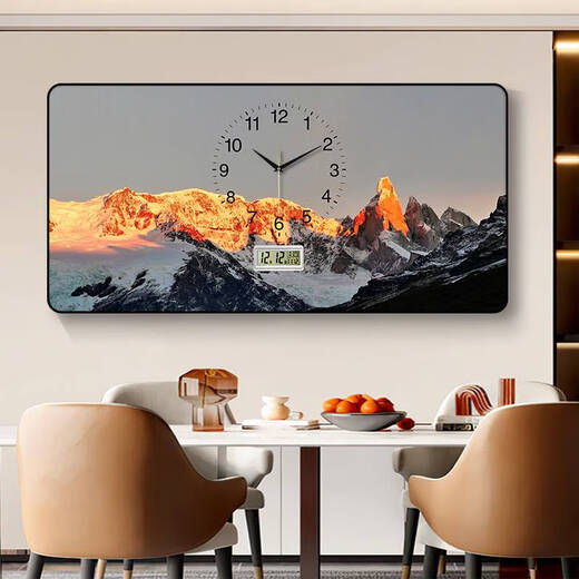 Hanoufeis neuer Stil der dekorativen Malerei Wanduhr Perpetual Kalender Wohnzimmer Dining Uhr natürliche Landschaft Einfacher und atmosphärischer Hängemal