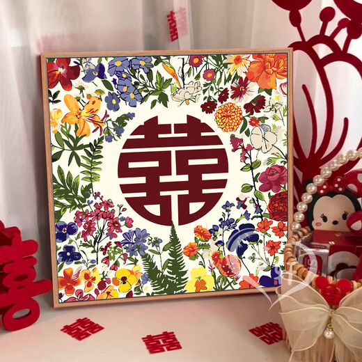 
Spring snow in the forest, wedding words, digital oil painting, DIY hand-colored acrylic oil painting, wedding gift for friends, wedding nx13576, environmentally friendly, bright pigment + eye protection oil canvas + brush set + accessories, 70*70cm, stretched solid wood inner frame + outer frame (no installation, four colors available
