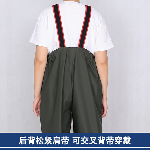 Xiongxuemei thickened breeding pants without boot straps waders one-piece rain pants army green one size fits all bootsless waders one size