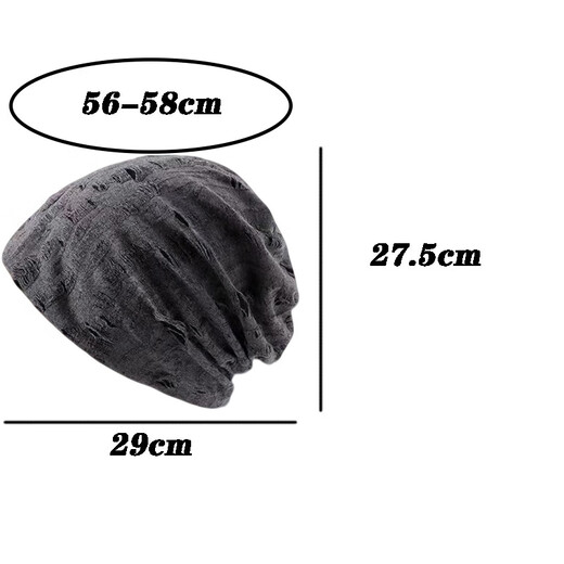 帽子女秋冬保暖针织帽大头围显脸小月子帽包头帽堆堆帽 破洞堆堆帽 + 灰色 M（56-58cm）收藏加购优先发货
