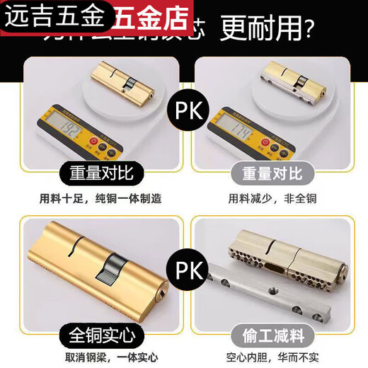 Sanqi Tiger lock core security door universal lock core lock blade anti-plitting lock core ab with key lock door 13540+95