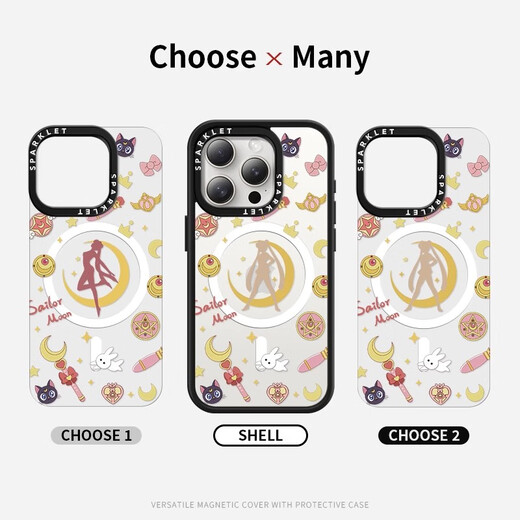 Beautiful Ten Cent (MSMF) Sailor Moon Apple Magnetic Phone Case Sailor Month Cartoon Girl Heart High-end Sense Magsafe Wireless Charging Applicable for Women's Silicone Anti-fall Protector Case [Magnetic Acrylic] Sailor Moon-BG983G iPhone12