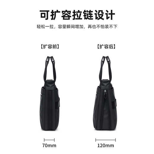 POLO Business Briefcase Men's Expandable Handbag 14/15.6-inch Computer Bag Conference File Bag Shoulder Bag