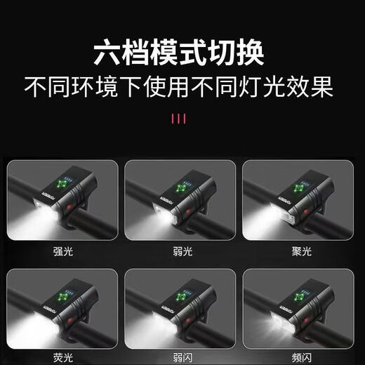 完壮自行车前灯夜骑照明强光手电筒充电超亮户外防雨学生儿童山地骑行 爆亮大泛光]155度广角]三年质保] 旗舰双灯芯[9900K大光斑]待机660