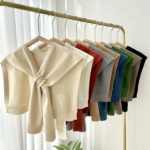
Korean style knitted shawl for women in autumn and winter air-conditioned room knitted cross large shawl fashionable versatile solid color scarf camel 90cm