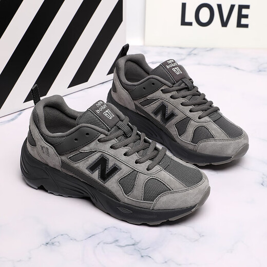 GEBBAS [878 retro shoes] Fashion sports shoes 878 versatile casual running shoes men's fur dad Yuanzu gray 878-1 40