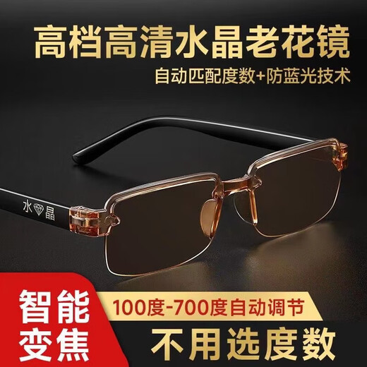 Gafas de lectura, gafas de lectura inteligentes de alta definición de mediana edad y ancianos, gafas de lectura de edad avanzada, gafas de edad avanzada, medio marco de protección para los ojos, lámina blanca (recomendado para 65-69 años) 300 grados