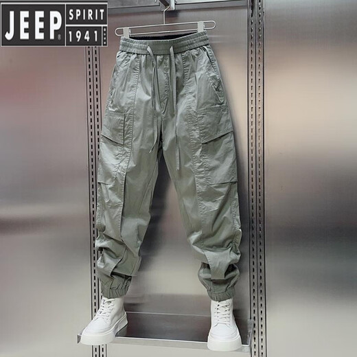 JEEP SPIRIT2025夏季新款高端束脚工装裤男士宽松痞帅薄款百搭哈伦休闲运动裤 灰色 H25-11 2XL